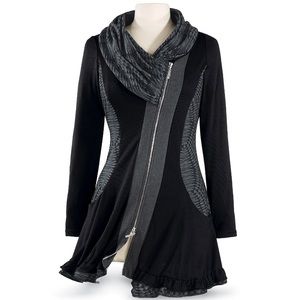 Nwot shawl cowl neck asymmetrical zipper  jacket